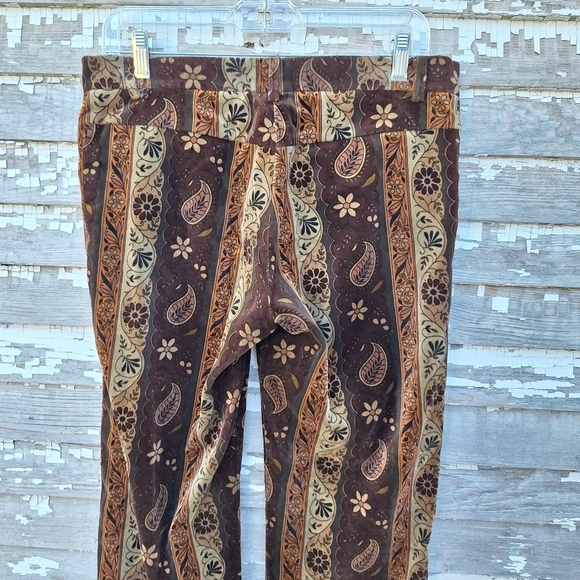 Work Order Brown Paisley Velvet Pants Size 6 - Picture 4 of 8